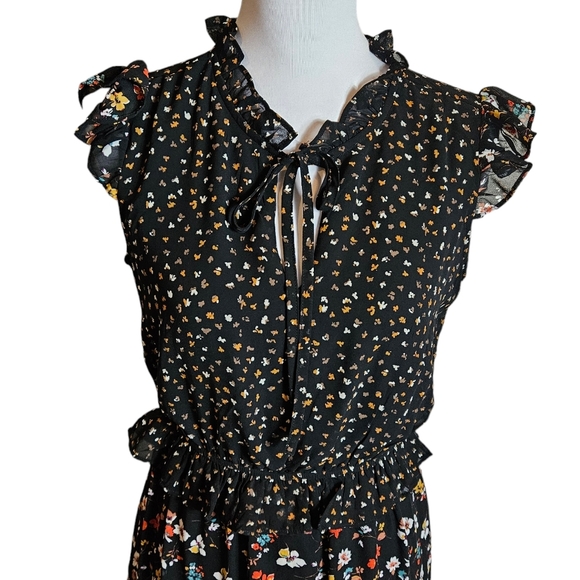 Ava James Floral Print Maxi Dress Sz M Peplum Waist Boho Fairy Whimsigoth Grunge - Picture 4 of 16